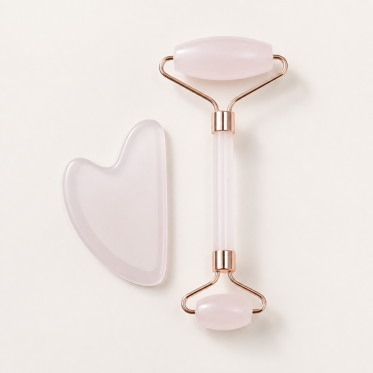 Rose Quartz Gua Sha and facial roller bundle