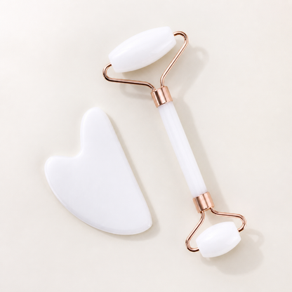 Pure White Gua Sha and facial roller bundle