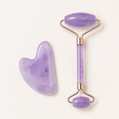 Purple Gua Sha and facial roller bundle