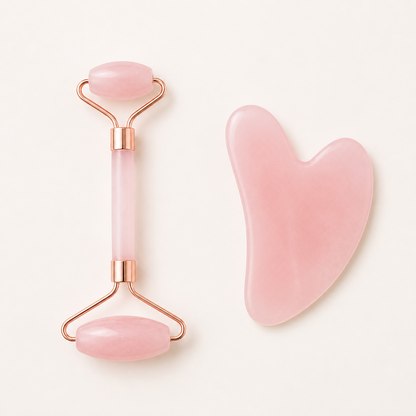 Pink Gua Sha and facial roller bundle